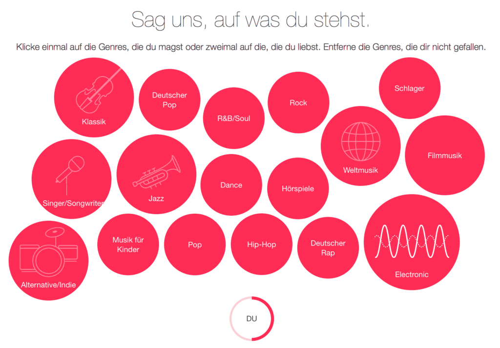 Apple Music - Genre Auswahl