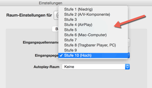 Screenshot: Eingangspegel Klingenstecker