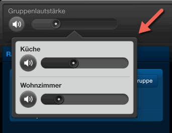 Screenshot: Sonos MacClient Lautstärke Lautsprecher