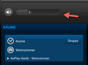 Screenshot: Lautstärke Pegel Sonos Soundsystem MacClient