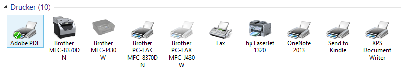 Windows 8 Druckerübersicht