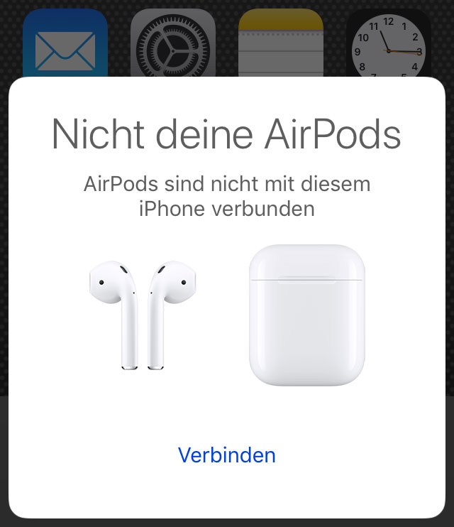 Screenshot: AirPods mit neuem Gerät neu koppeln