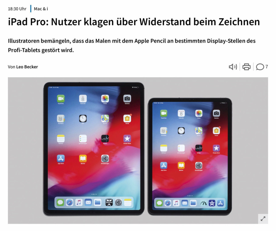 iPad Pro: Nutzer klagen über Widerstand beim Zeichnen (Heise)