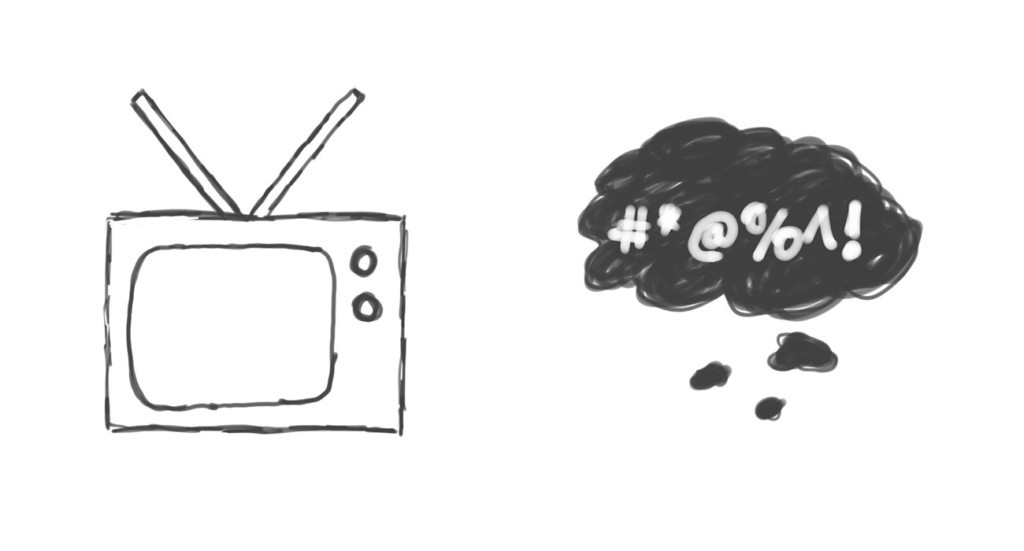 Skizze: Papa beim Fernsehen