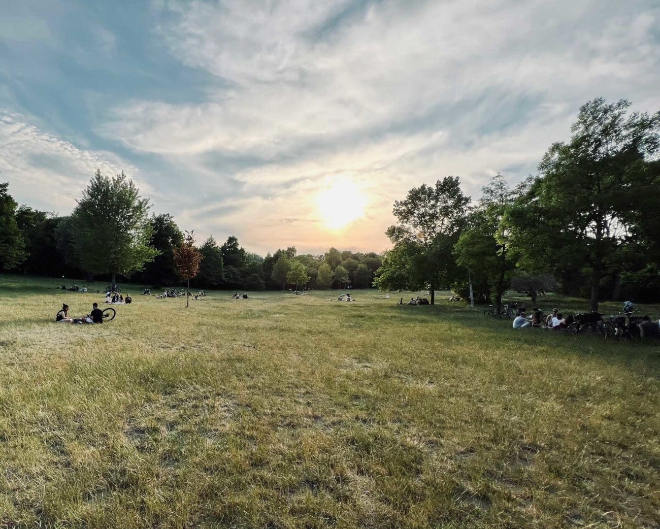 Volkspark Hasenheide zum Sonnenuntergang