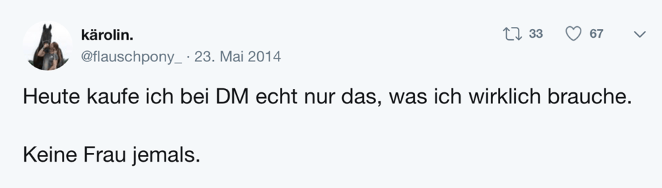 Tweet Schablone Keine Frau/Mann jemals