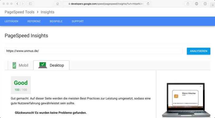 100 Punkte bei Google Page Speed