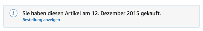 Amazon Warnbalken (Screenshot)